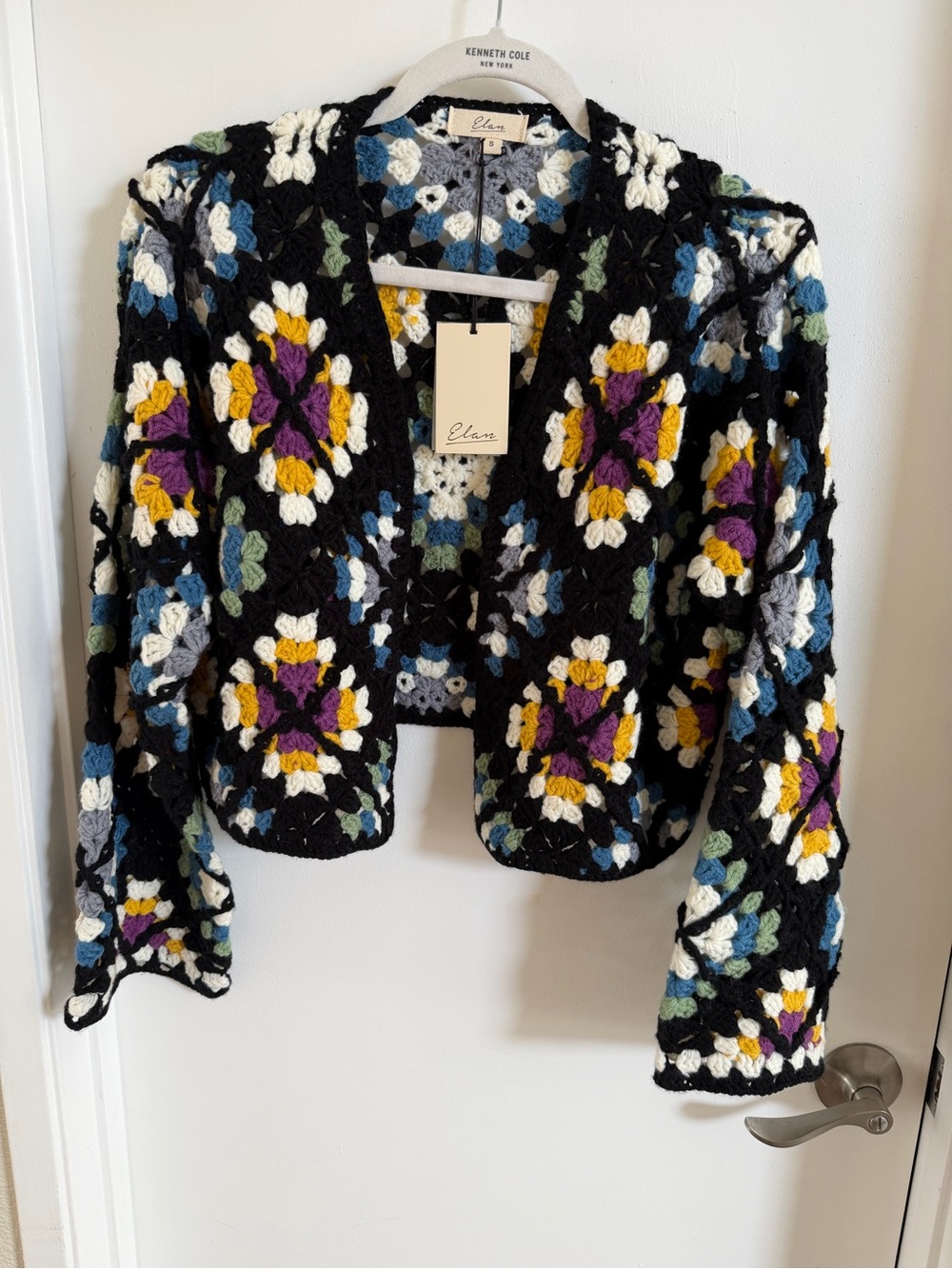 NWT Elan Crochet Granny Square Floral Cardigan Jacket S